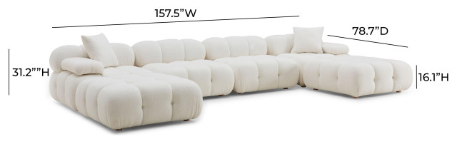Calliope Cream Vegan Shearling 6-Piece Modular U-Sectional Cream ... regarding Creating Cozy Spaces The Art of Styling Your Calliope Cream U-Sectional