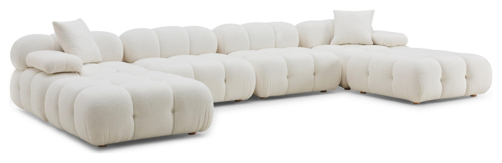 Calliope Cream Vegan Shearling 6-Piece Modular U-Sectional Cream ... within