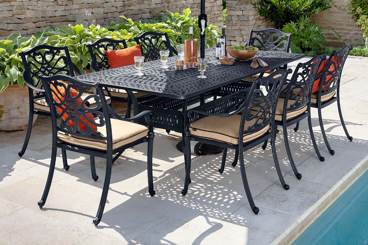 Capri 8 Seat Rectangular Dining Set - Capri - Cast Aluminium Garden ... in Bringing Together Oak and Beige The Versatility of the Capri Dining Set