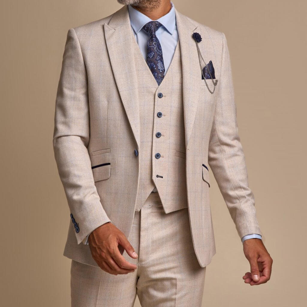 Caridi Beige 3 Piece Suit - Squires Gentlemens Outfitters throughout