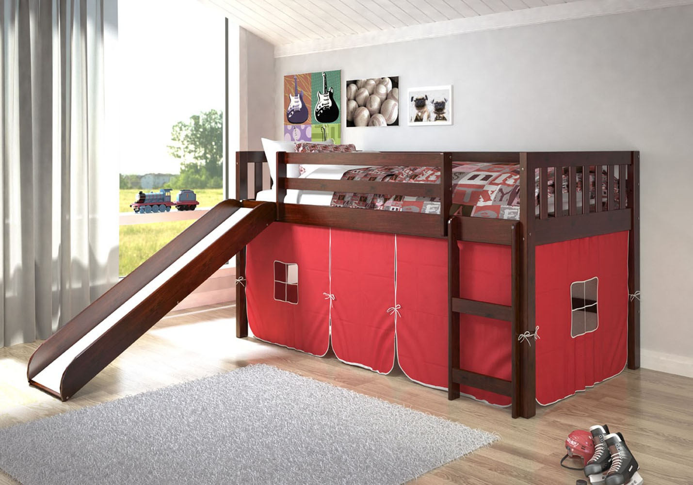 Childrens Tent Loft Bed With Slide | Kfs Stores with regard to Beyond the Tent A Guide to Enhancing Your Child's Loft Bed Experience
