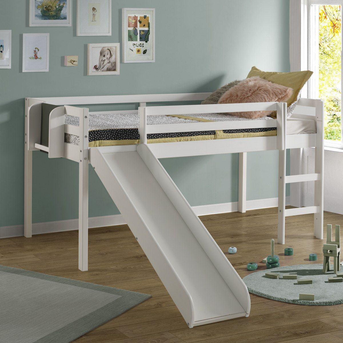 Cindy Low Loft Bed With Fun Slide By Naomi Home | Toddler Loft Beds ... intended for The Benefits of a Loft Bed with Slide for Your Child's Room