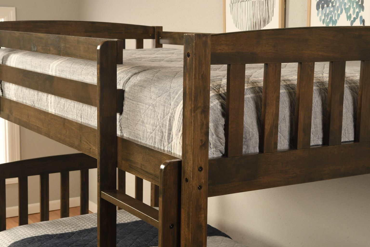 Claire Twin Over Twin Bunk Bed Rustic Walnut – Futon World within