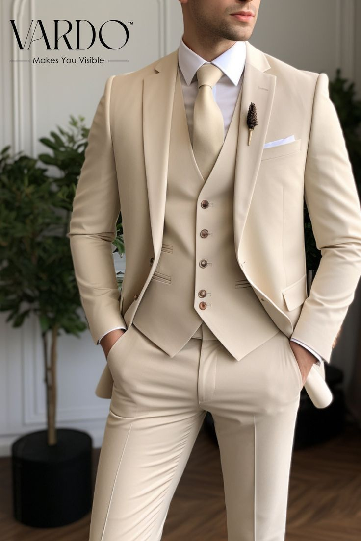 Classic Beige Three-Piece Suit For Men - Elegant Tailoring, Versatile ... in Understanding the Quality and Craftsmanship of the Haven Beige 3-Piece Set