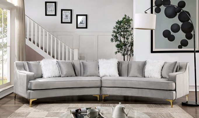 Cm6491Gy Selena Sectional Sofa In Gray | Furniture Of America Foa ... regarding Exploring the Comfort and Style of the Furniture of America Delbi Gray Sectional