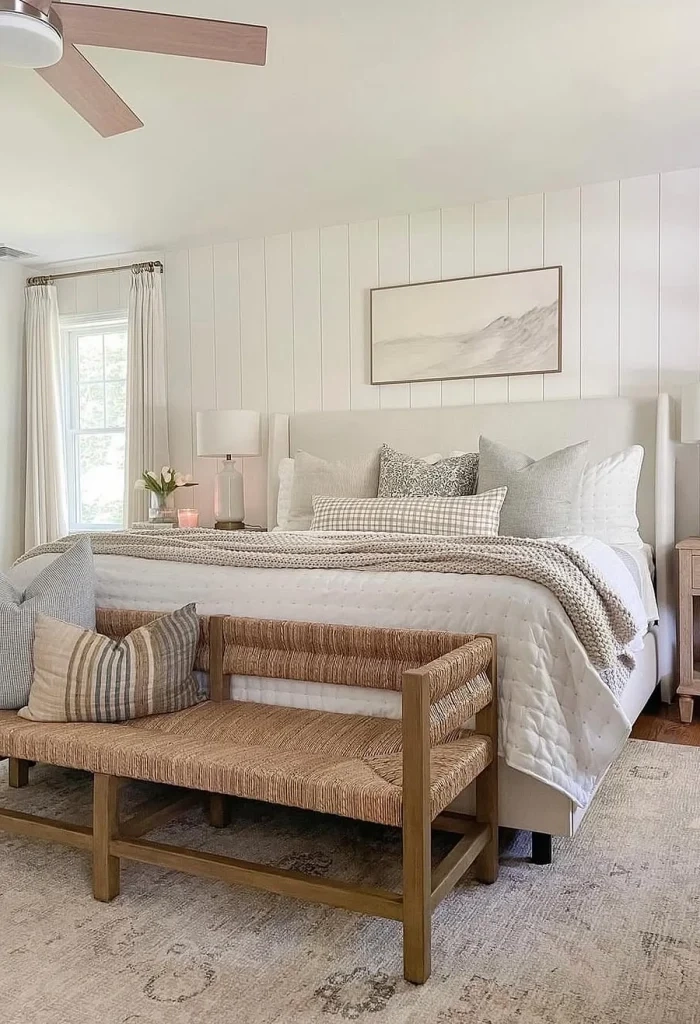 Coastal Bedroom Decor Ideas For A Serene Beachy Vibe - Inspired Home pertaining to Achieving a Serene Bedroom Aesthetic with the White Washed Natural Dresser