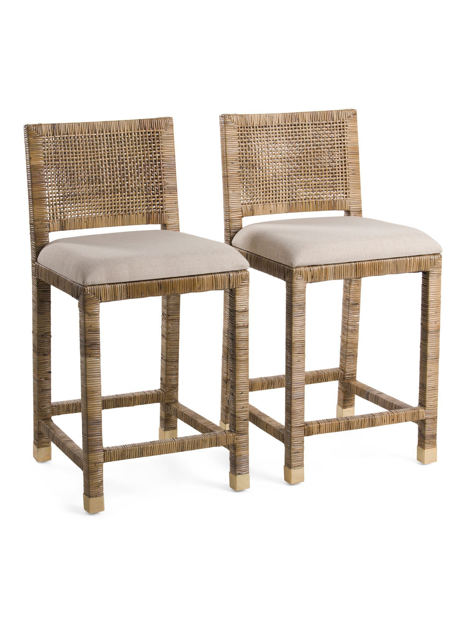 Coastal Rattan Counter Stools Set | Marshalls pertaining to