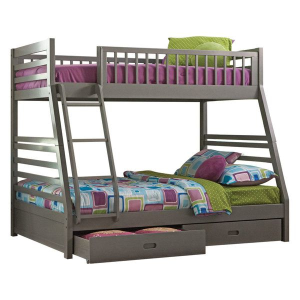 Coaster Transitional Bunk Bed With Gray Finish 460182, 77.5"Wx58.25 ... for