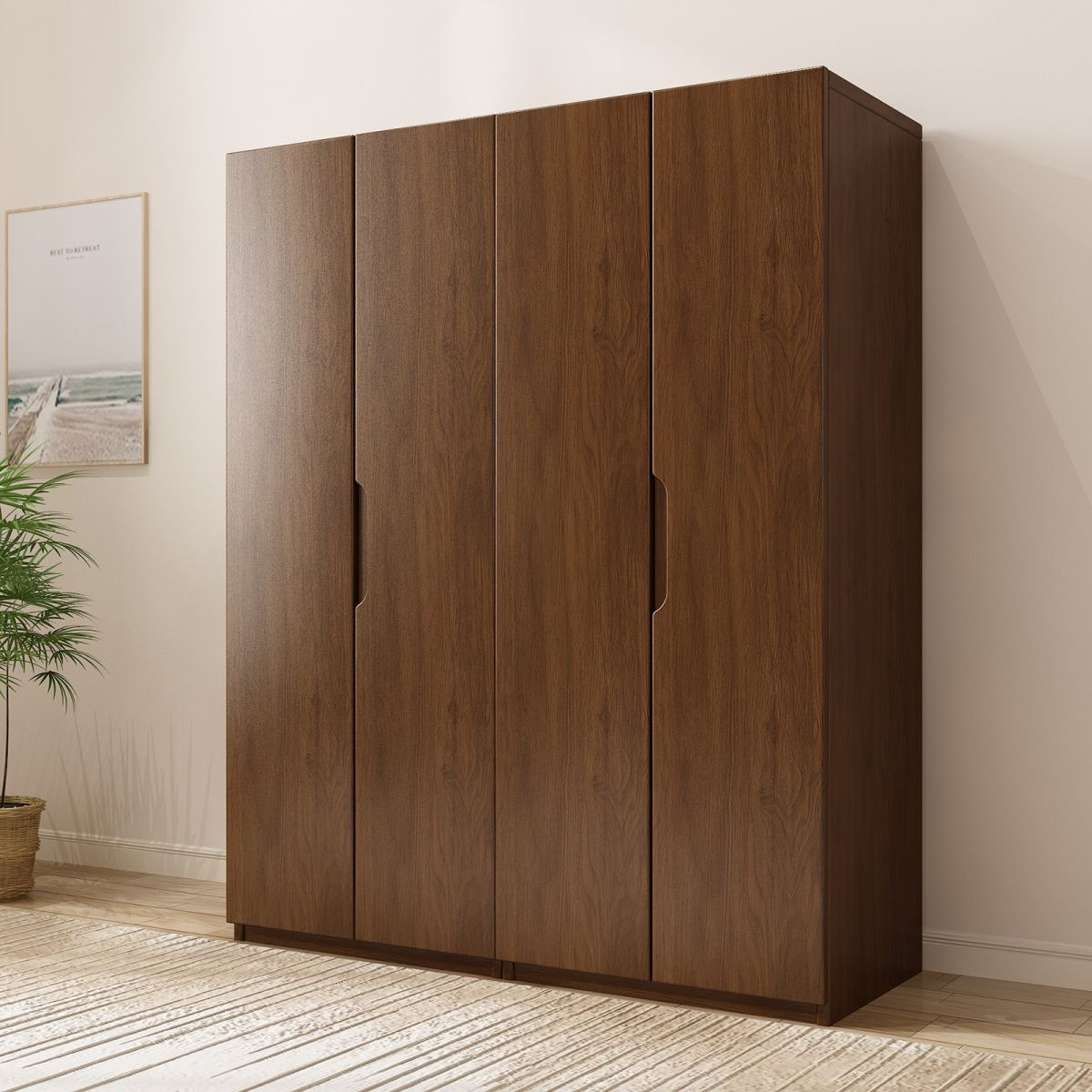 Contemporary Oak Solid Wood Wardrobe Freestanding Multifunctional ... throughout