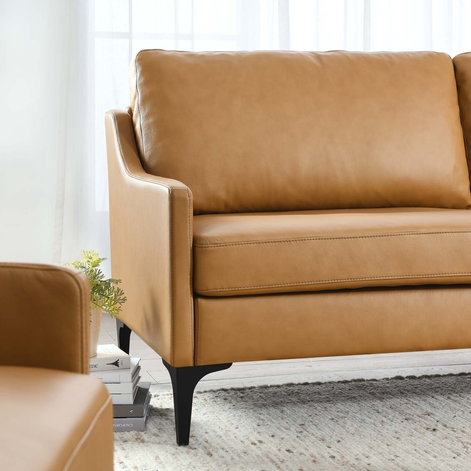 Corland Cognac Leather Sofa - Kfrooms | Sku: Eei-6018-Tan | Modway with regard to