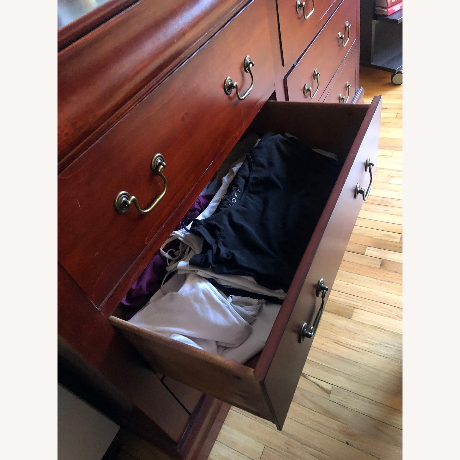 Dark Cherry Wood 6-Drawer Dresser - Aptdeco in
