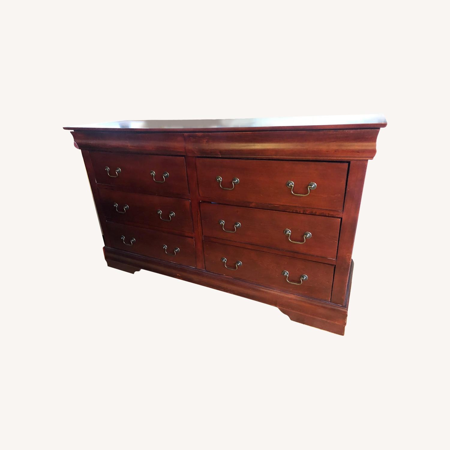 Dark Cherry Wood 6-Drawer Dresser - Aptdeco with