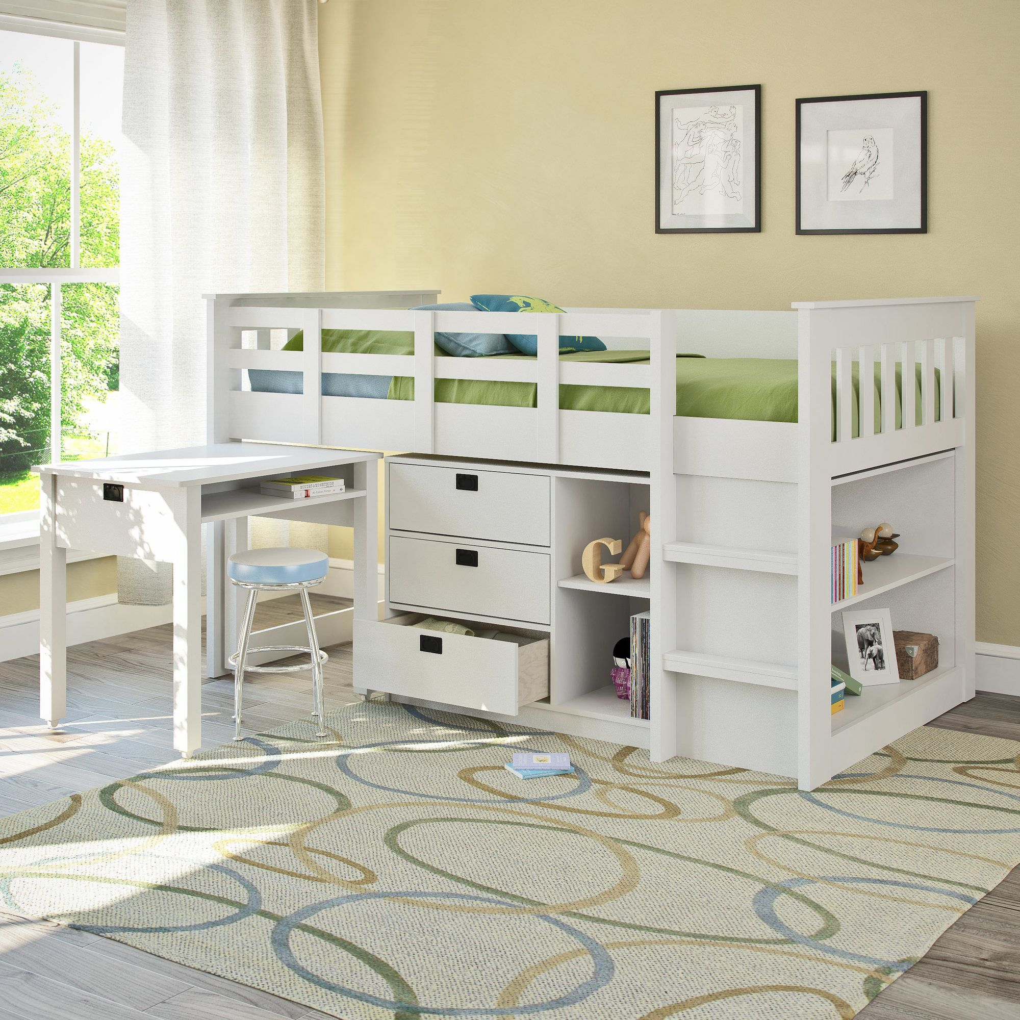 Deion Twin Low Loft Bed With Storage | Low Loft Beds, Twin Loft Bed ... with regard to
