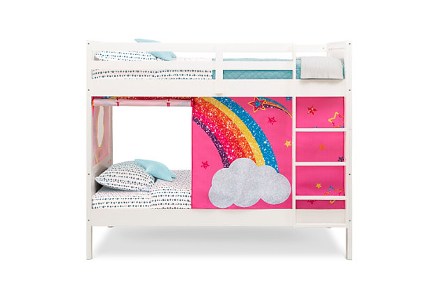 Delta Children Low Twin Loft Bed And Jojo Siwa Tent Bedroom Bundle | Ashley intended for From Playtime to Sleeptime How the Gewnee Bunk Bed Transforms Bedrooms