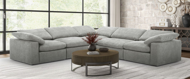 Divani Casa Corinth Modern Gray Fabric Sectional Sofa With 3 Power ... regarding