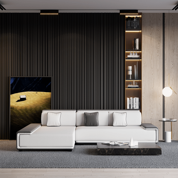 Doart 112" Cotton &Amp; Linen 4-Seater Modern Corner Modular Sectional Sofa ... for Maximizing Comfort and Style with Your Tan L-Shaped Sectional