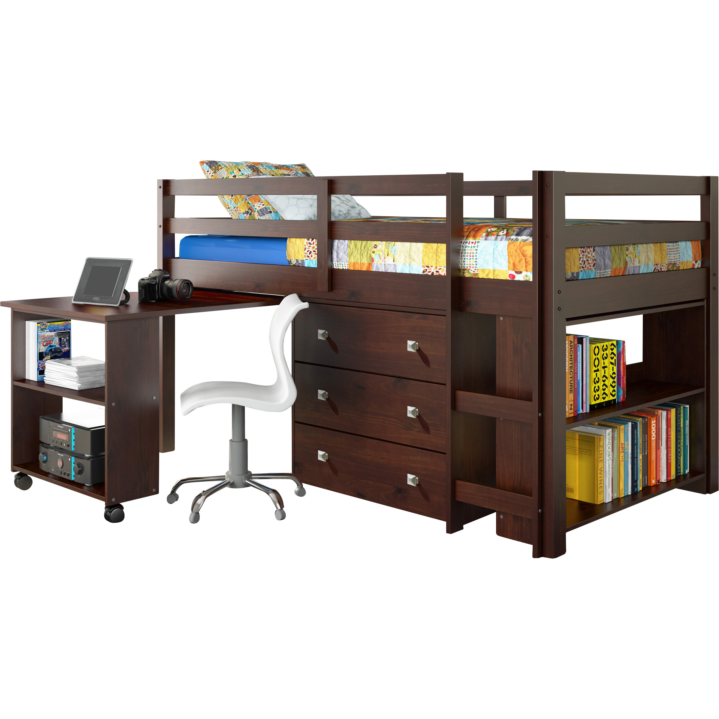 Donco Kids Twin Low Loft Bed With Storage & Reviews | Wayfair inside