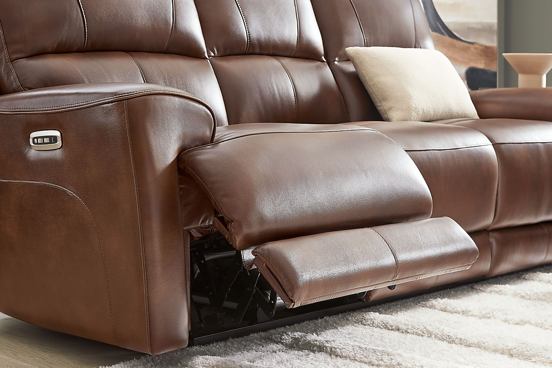 Drew & Jonathan Fremont Brown Leather Dual Power Reclining Sofa | Rooms ... in