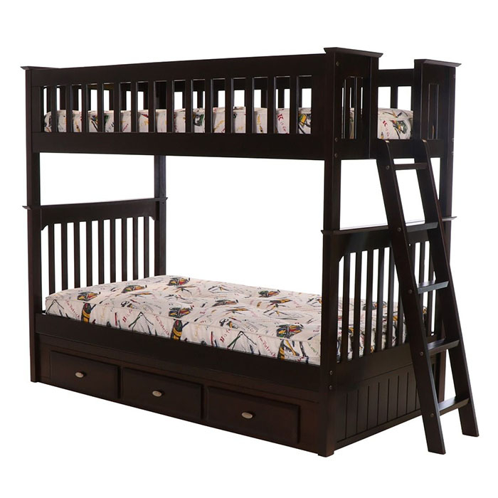 Dwf Twin/Twin Espresso Mission Bunk Bed- Bunk Bed Buy regarding Maximizing Space and Style with the Heartland Twin/Twin Espresso Bunk Bed