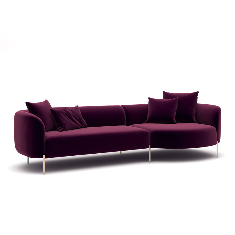 East Urban Home Meidinger 107.6" Wide Velvet Right Hand Facing Sofa ... inside Bringing Mid-Century Charm Home The Somerset Taupe Velvet Right Sectional Explained