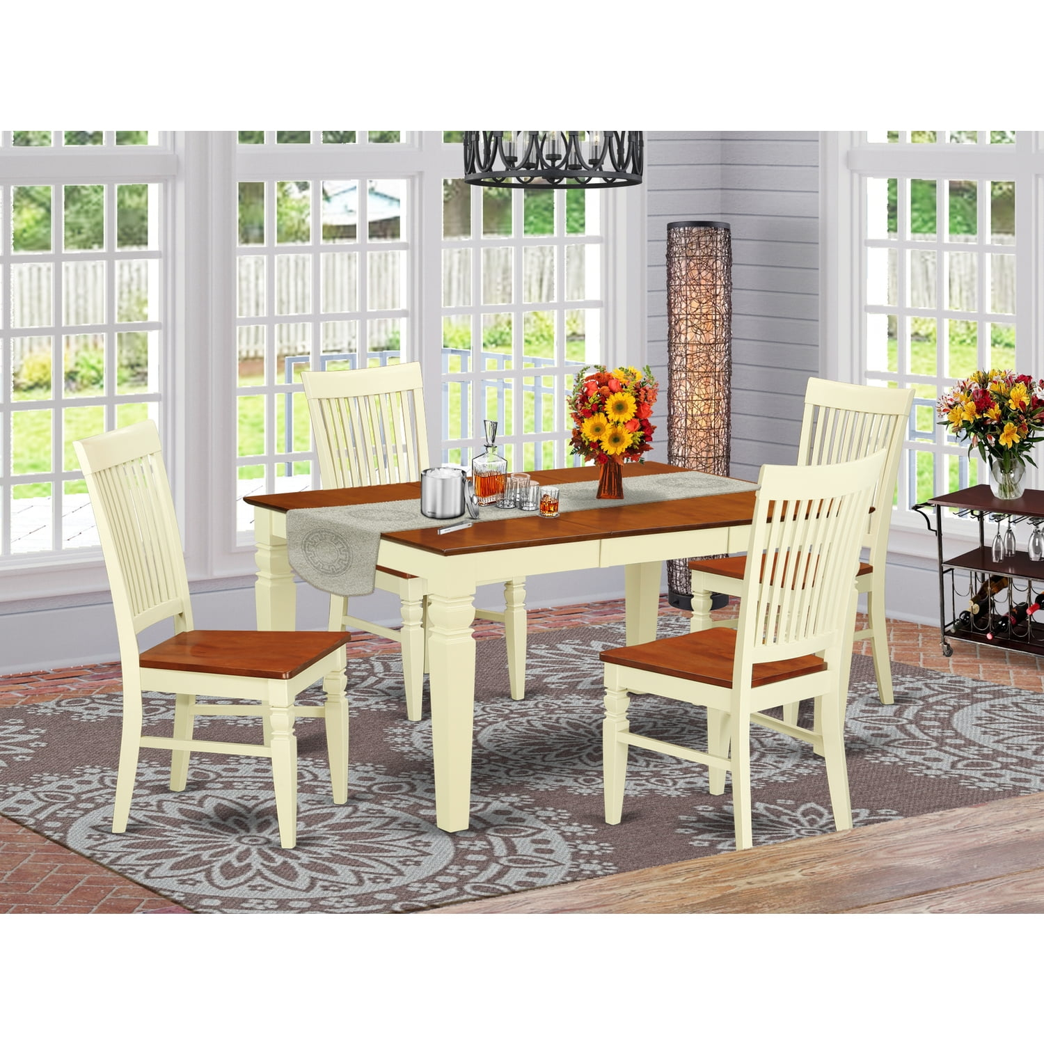 East West Furniture Weston 5-Piece Wood Dining Set In Buttermilk/Cherry ... inside Creating Your Dream Dining Space with the Weston 5-Piece Set