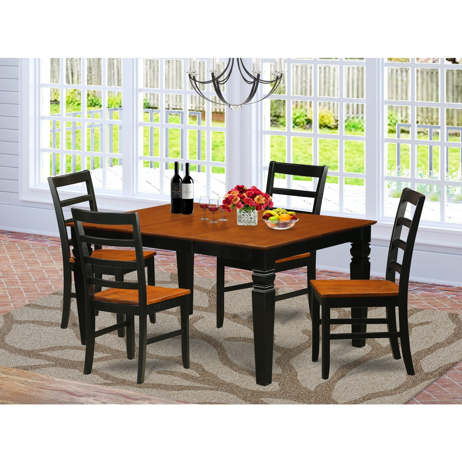 East West Furniture Weston 5-Piece Wood Table And Dining Chairs In ... in