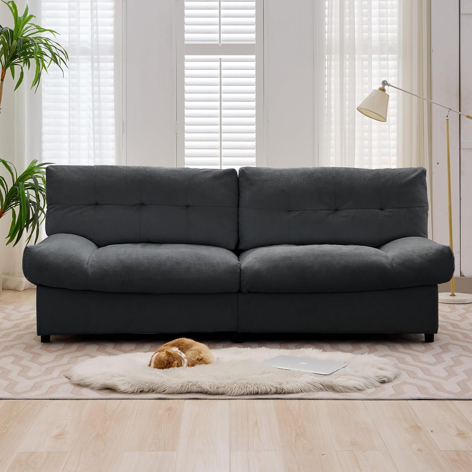 Ebern Designs 80'' Loveseat Sofa Couch, Chenille Cloud Couch For Small ... inside