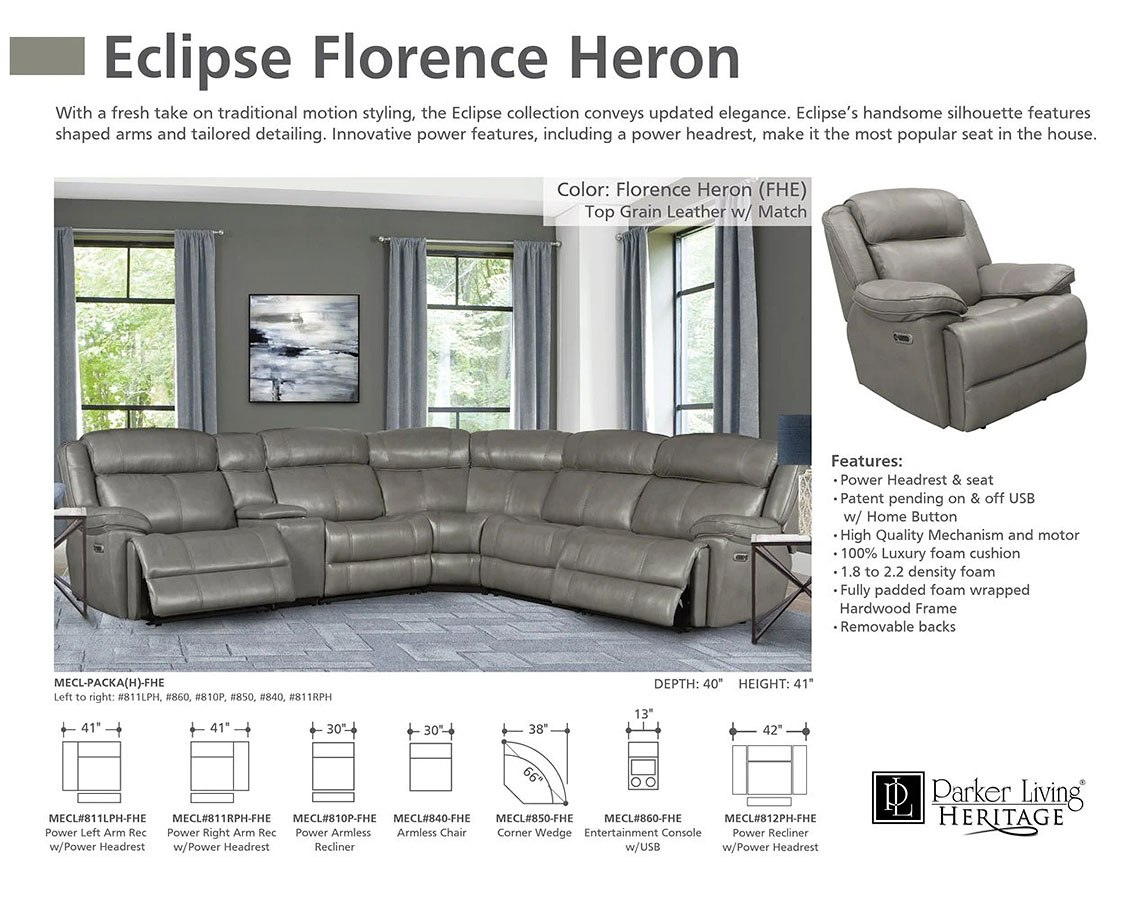 Eclipse Modular Power Reclining Sectional (Florence Heron) By Parker ... for