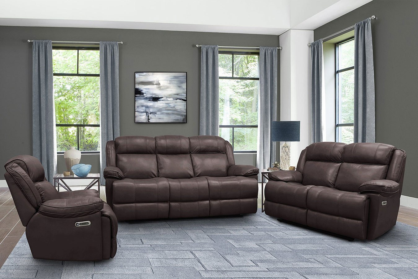 Eclipse Power Reclining Living Room Set (Florence Brown) By Parker ... inside