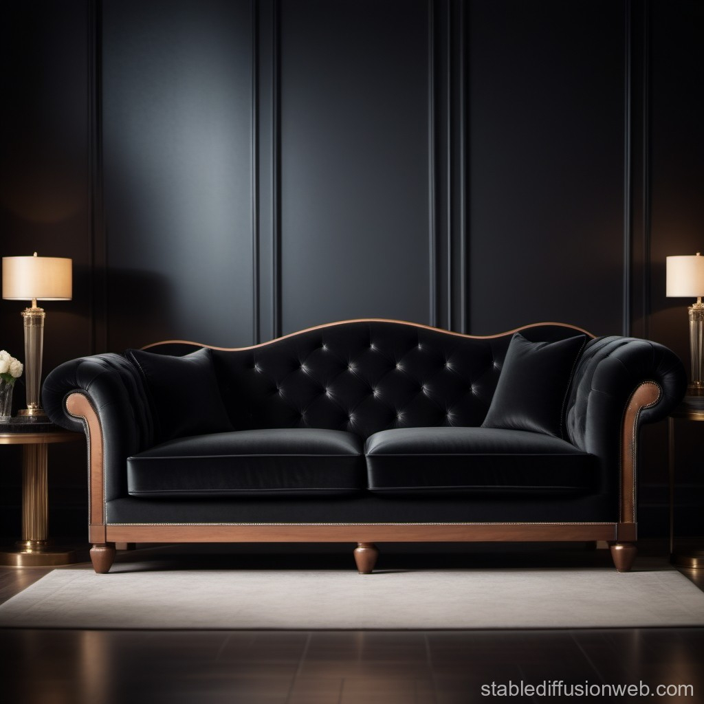 Elegant Art Deco Velvet Sofa | Stable Diffusion Online in