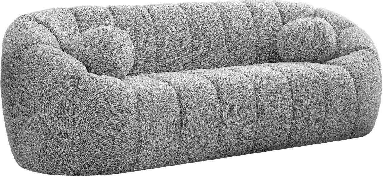 Elijah Boucle Fabric Sofa In Grey By Meridian | 1Stopbedrooms with regard to