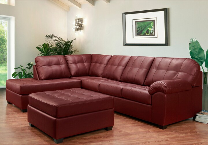 Emerson Top-Grain Leather Sectional Sofa And Ottoman - Shopstyle pertaining to