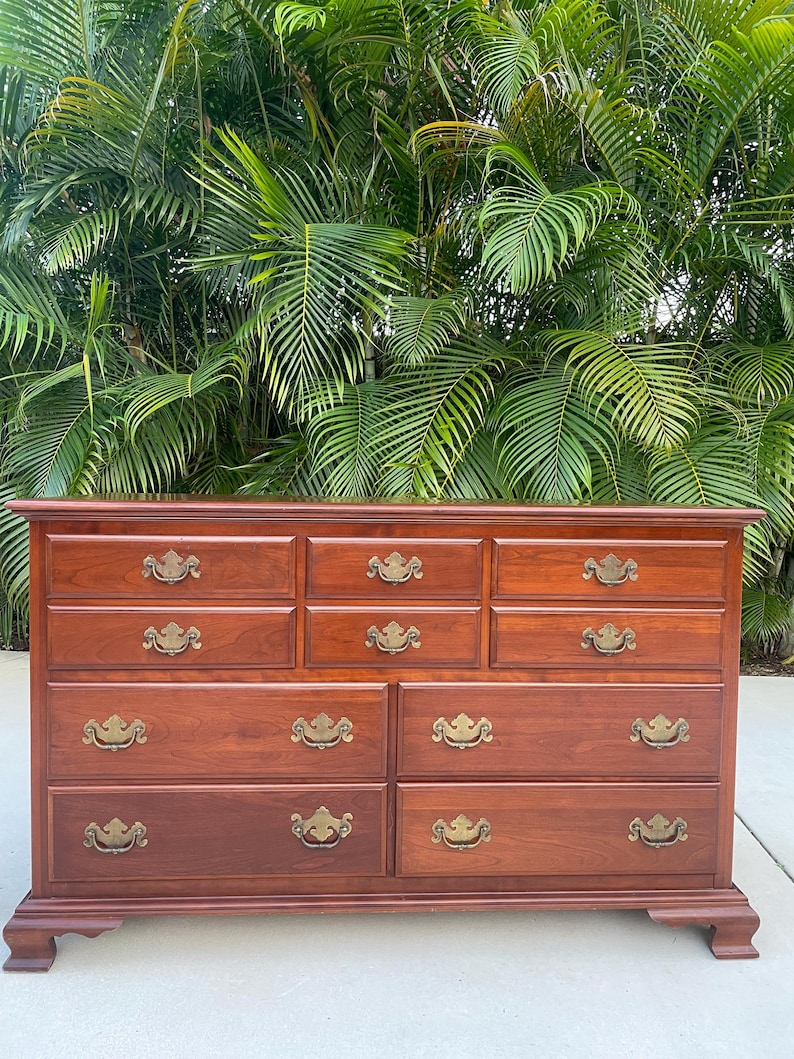 Ethan Allen Early American Solid Cherry Wood Dresser With Mirror - Etsy intended for Unlocking the Charm of Cherry Wood Dressers with Six Drawers