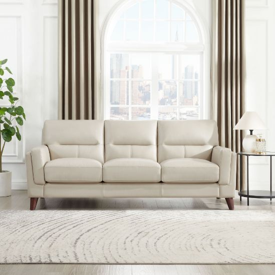 Ezrecommerce. Tampa Modern Top Grain Leather Sofa (Open Box) for Elevate Your Living Space with the Waco Rustic Modern Top Grain Leather Sofa Slate