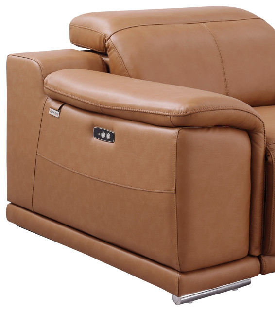 Federico Top Grain Italian Leather Power Reclining Sofa With Dual ... in What to Expect from a Federico Power Reclining Sofa