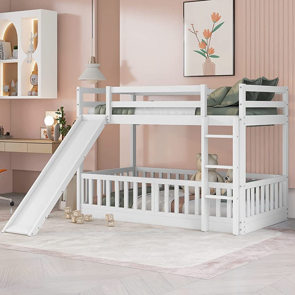 Floor Bunk Bed With Slide, Twin … Curated On Ltk | Toddler Bunk Beds ... for The Joys of a Black Floor Bunk Bed with a Roof and Slide for Little Ones