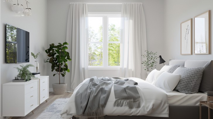 Free Serene Bedroom Interior Image | Download At Stockcake with regard to Achieving a Serene Bedroom Aesthetic with the White Washed Natural Dresser