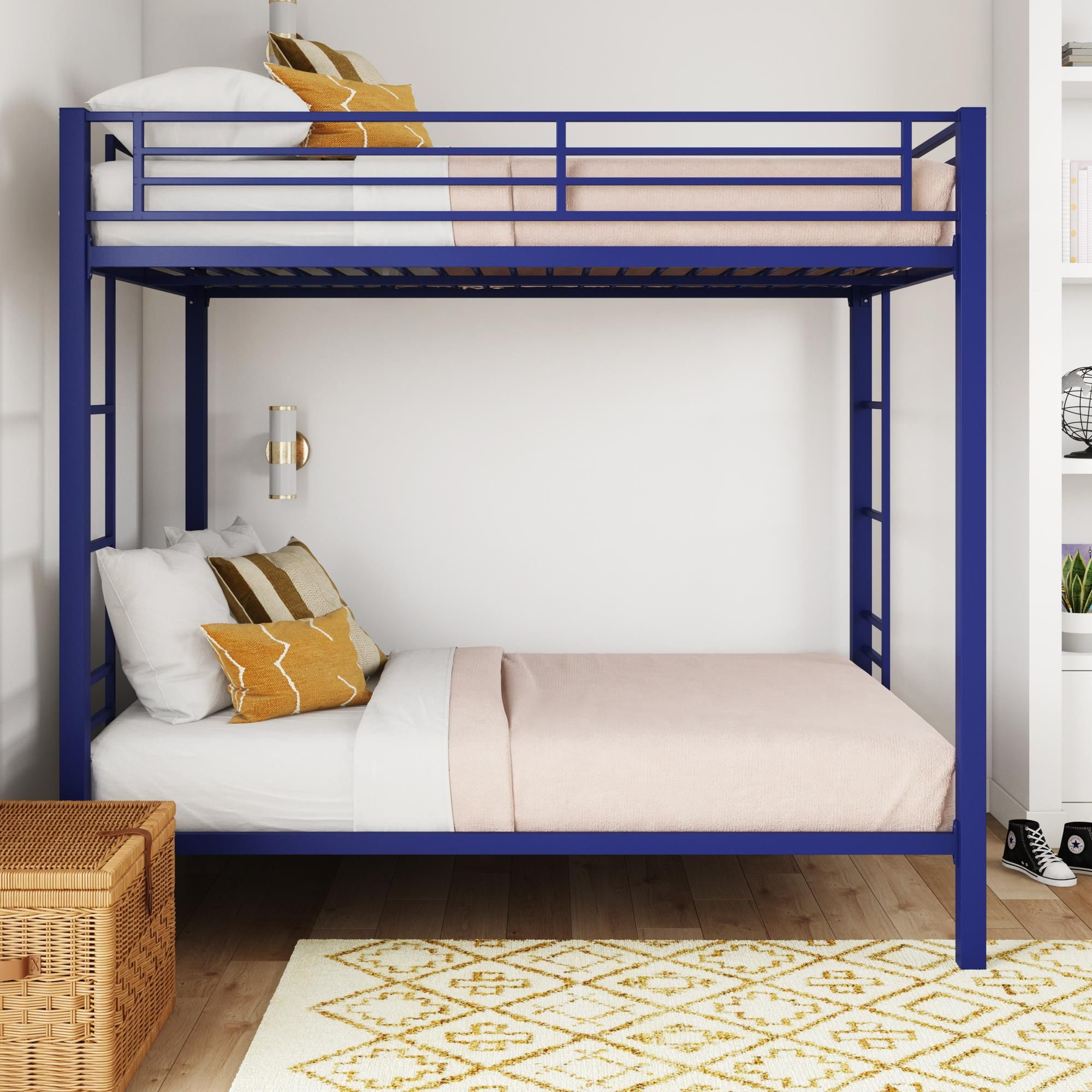 Full Over Full Bunk Bed With Sturdy Metal Frame And Simple Design In ... throughout
