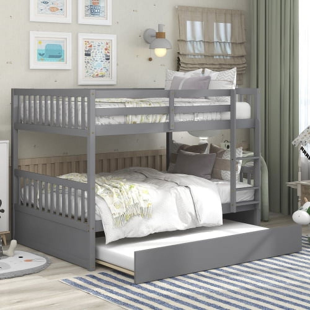 Full Over Full Bunk Bed With Trundle, Converts To Dual Bed, With Ladder ... pertaining to