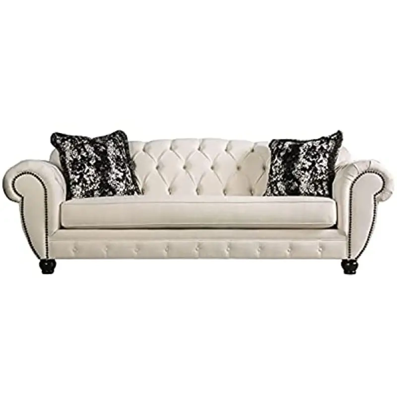 Furniture Of America Isabella Transitional Fabric Sofa In Beige - Vigshome inside Exploring the Comfort and Style of the Isabella 93" Beige Sofa