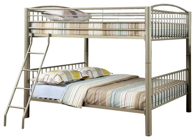 Furniture Of America Lohani Metal Full Over Full Bunk Bed In Metallic ... intended for