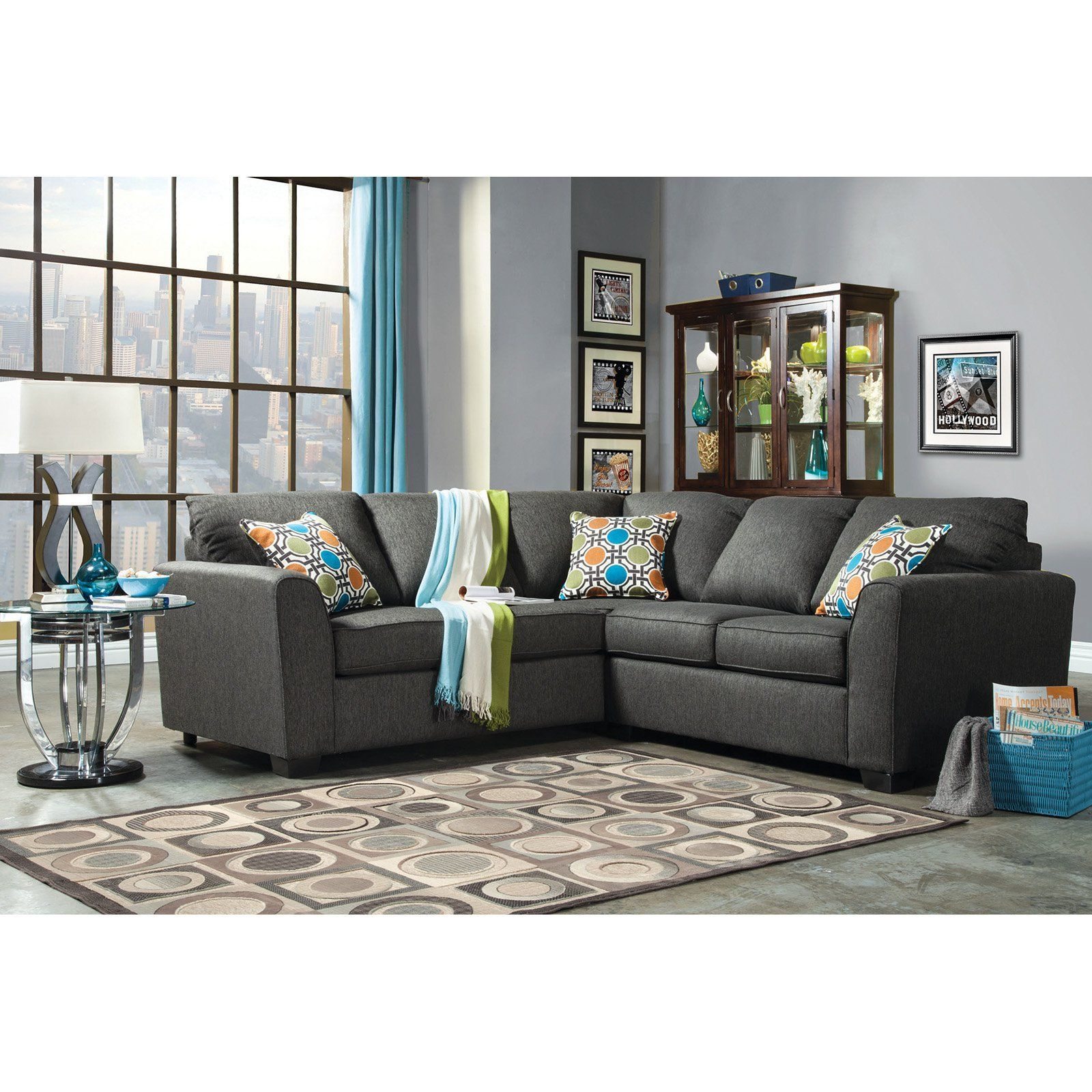 Furniture Of America Parker 2-Piece Fabric Sectional Sofa - Gray ... pertaining to A Deep Dive into the Furniture of America Turnstein Sectional Features