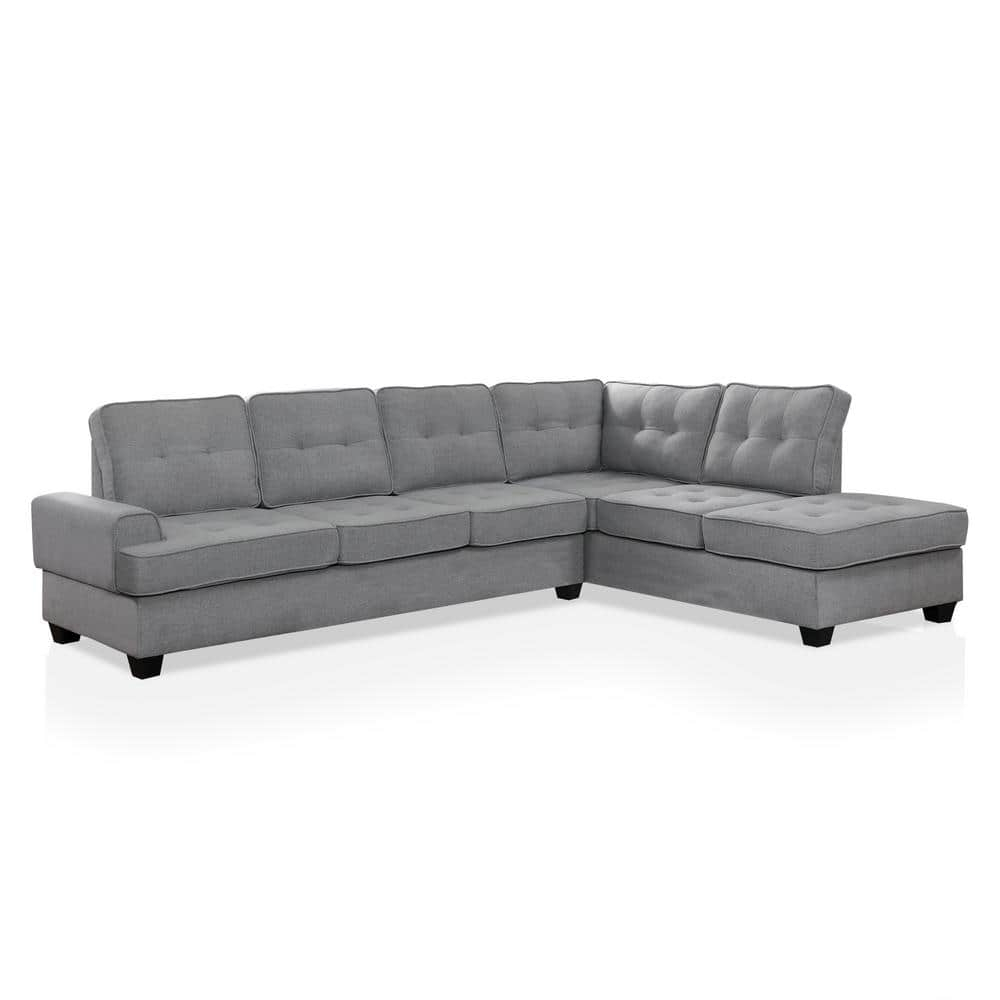 Furniture Of America Sendry 110 In. W 2-Piece Fabric Sectional Sofa In ... throughout