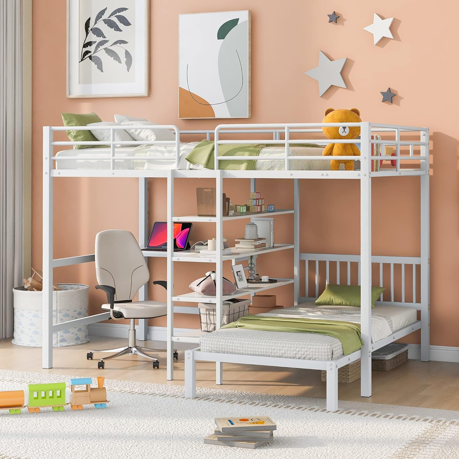 Furse Metal Loft Bed With Built-In Desk in