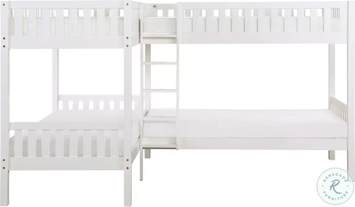 Galen White Twin L Corner Bunk Bed From Homelegance | Coleman Furniture for
