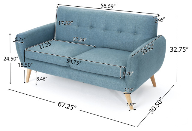 Gdf Studio Joseline Mid Century Modern Petite Fabric Sofa - Midcentury ... for Why the GDF Studio Joseline Petite Sofa in Blue is a Compact Comfort Champion