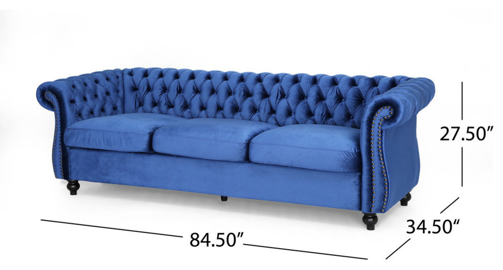 Gdf Studio Vita Chesterfield Tufted Jewel Toned Velvet Sofa With Scroll ... pertaining to