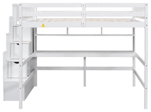 Gewnee Full Size Loft Bed With Built-In Desk - Transitional - Loft Beds ... with