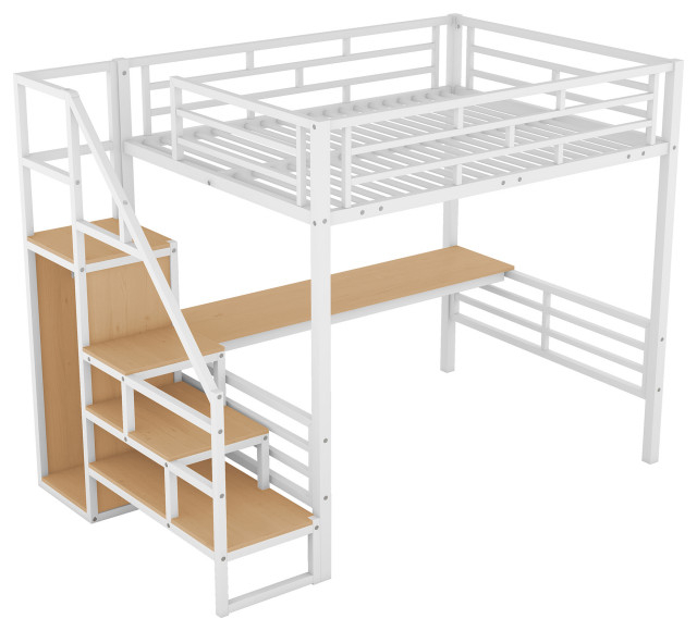 Gewnee Full Size Metal Loft Bed With Desk - Industrial - Loft Beds - By ... intended for