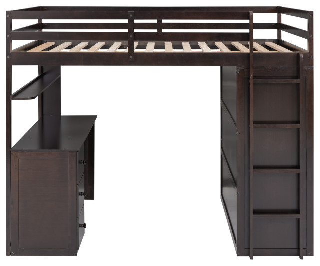 Gewnee Full Size Wood Loft Bed With Drawers,Desk And Wardrobe In ... regarding Beyond the Bed The Versatile Gewnee Wood Full Size Loft Bed Wardrobe